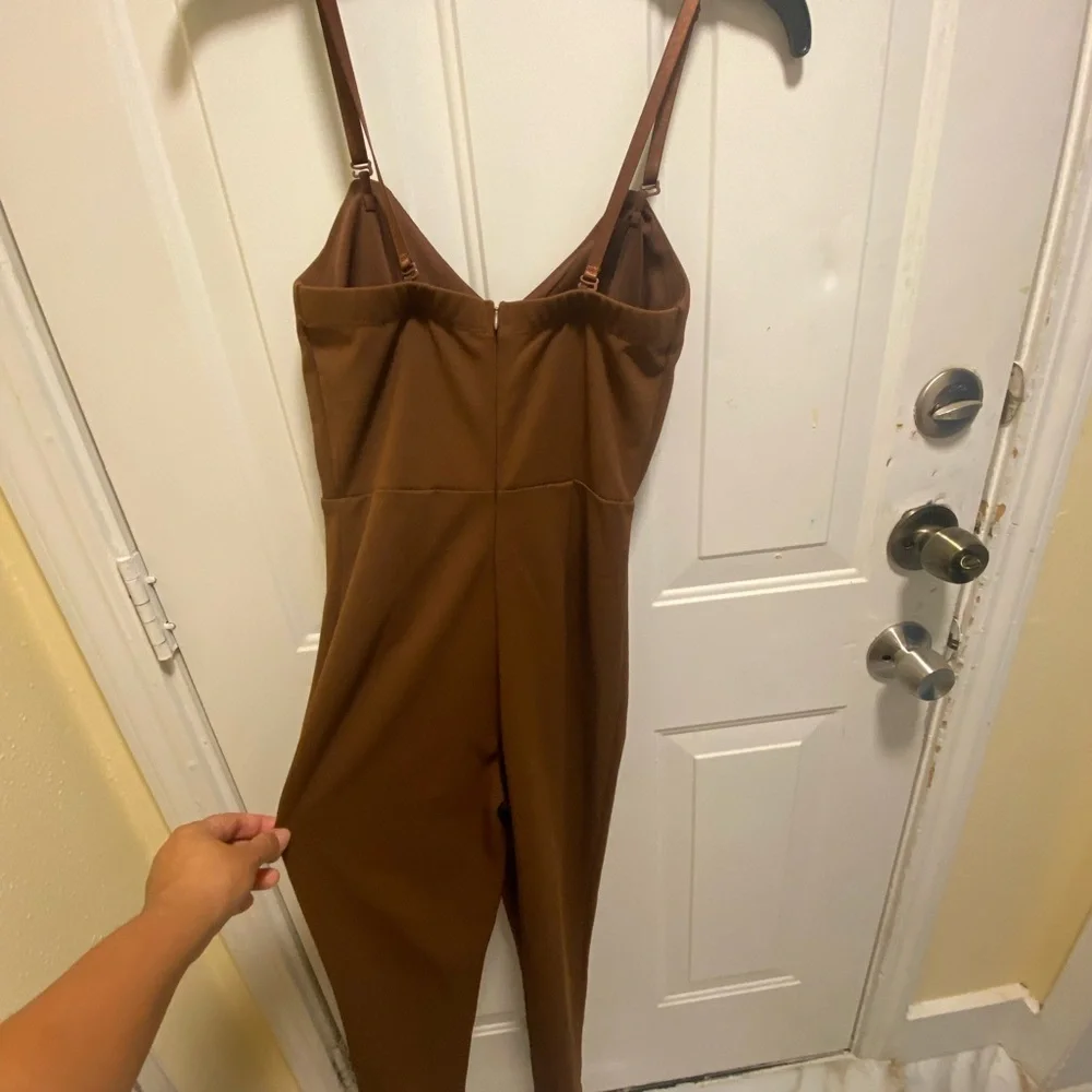 Forever 21  Brovn Jumpsuit Wide-Leg Structured - Picture 5 of 10